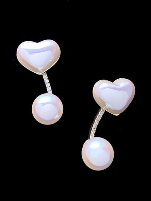 SUUTO Zinc Alloy Imitation Pearl Heart Minimalist Drop Earring 1