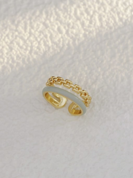 18K gold Brass Enamel Geometric Minimalist Stackable Ring