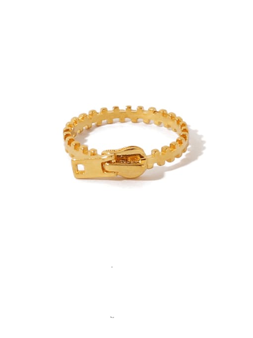 Zipper (size 8) Brass Cross Vintage Screw Band Ring