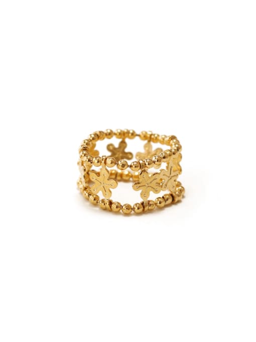 golden Brass Flower Hip Hop Stackable Ring