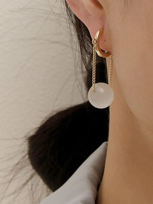 HYACINTH Brass Cats Eye Geometric Minimalist Drop Trend Korean Fashion Earring 1