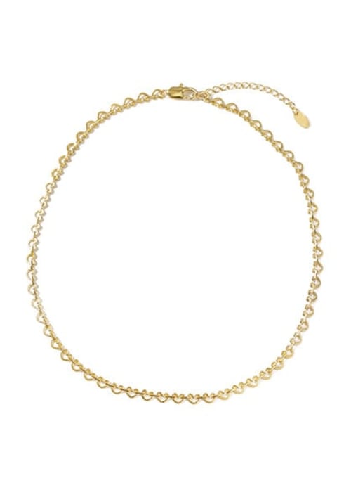 Love chain (patterned) Brass Heart Vintage Choker Necklace