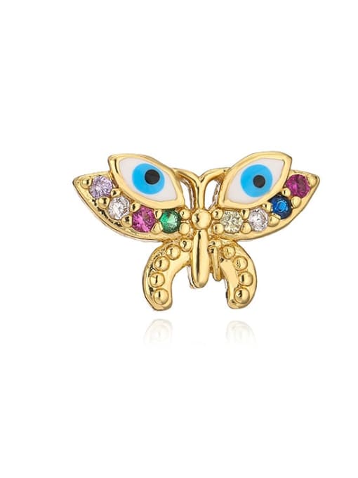 42326 Brass Cubic Zirconia Enamel Butterfly Cute Stud Earring