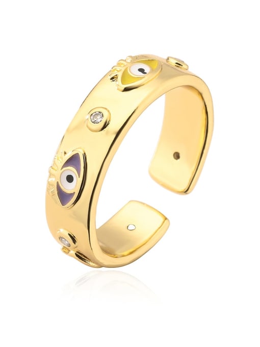 13055 Brass Enamel Cubic Zirconia Evil Eye Trend Band Ring