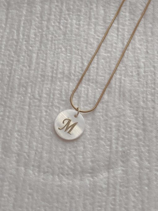 M Letter Pendant Necklace Stainless steel Shell Letter Minimalist Necklace