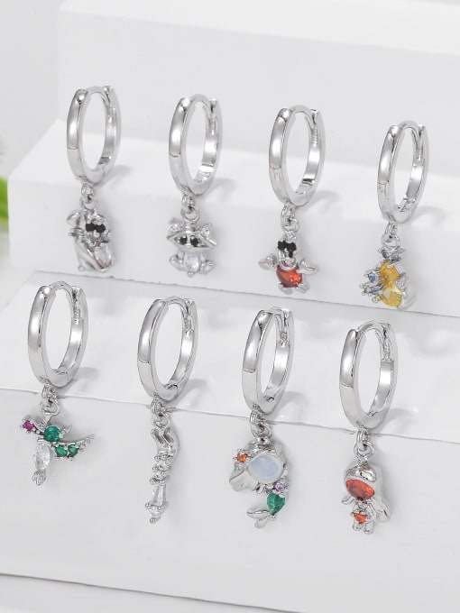 COLSW Brass Cubic Zirconia Animal Cute Single Earring( Single-Only One)