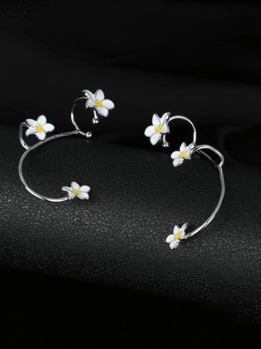 OUOU Brass Enamel Flower Minimalist Hook Earring 1