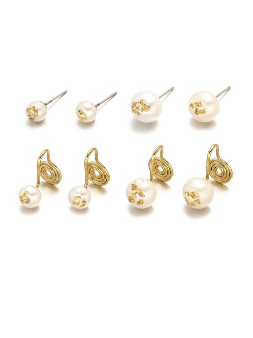 ACCA Brass Freshwater Pearl Irregular Vintage Stud Earring