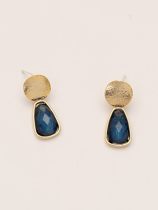 blue Brass Acrylic Geometric Vintage Drop Trend Korean Fashion Earring