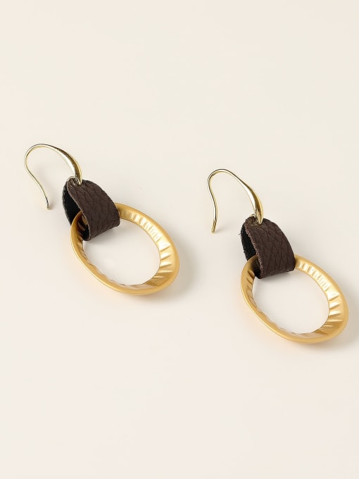HYACINTH Brass Hollow Geometric Vintage Hook Trend Korean Fashion Earring 2