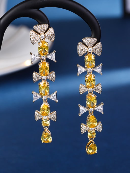 5 Brass Cubic Zirconia Multi Color Geometric Luxury Cluster Earring