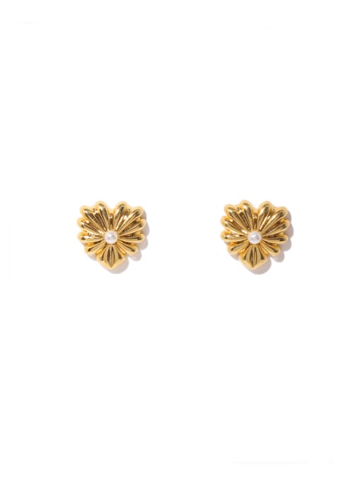 Golden Leaf Earrings Brass Tree Vintage Stud Earring