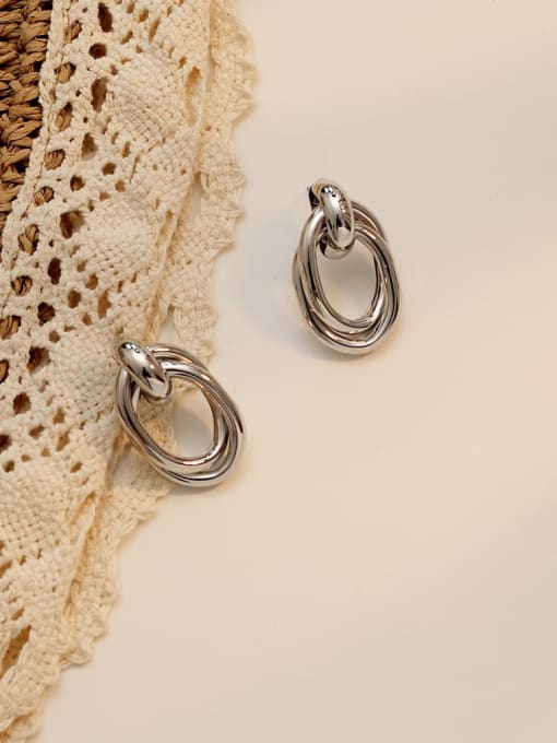 HYACINTH Copper Hollow Geometric Minimalist Stud Trend Korean Fashion Earring 2