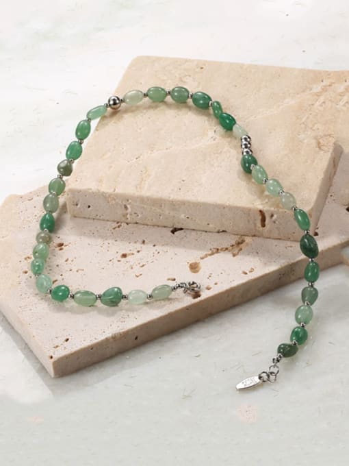TINGS Brass Imitation jade Stone Round Minimalist Necklace 0