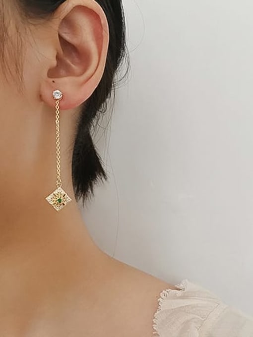 HYACINTH Copper Cubic Zirconia Tassel Dainty Threader Trend Korean Fashion Earring 1