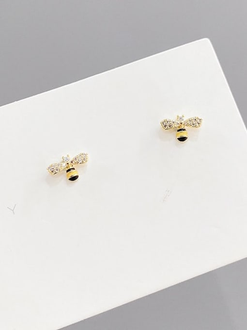 YOUH Brass Cubic Zirconia Enamel Flower Cute Stud Earring 1