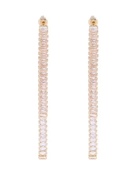 OUOU Brass Cubic Zirconia Tassel Dainty Drop Earring