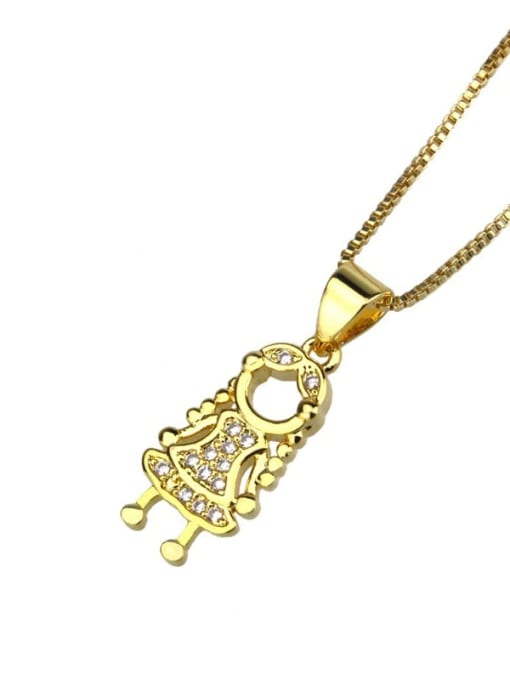 renchi Brass Cubic Zirconia Cute Girl pendant  Necklace 2