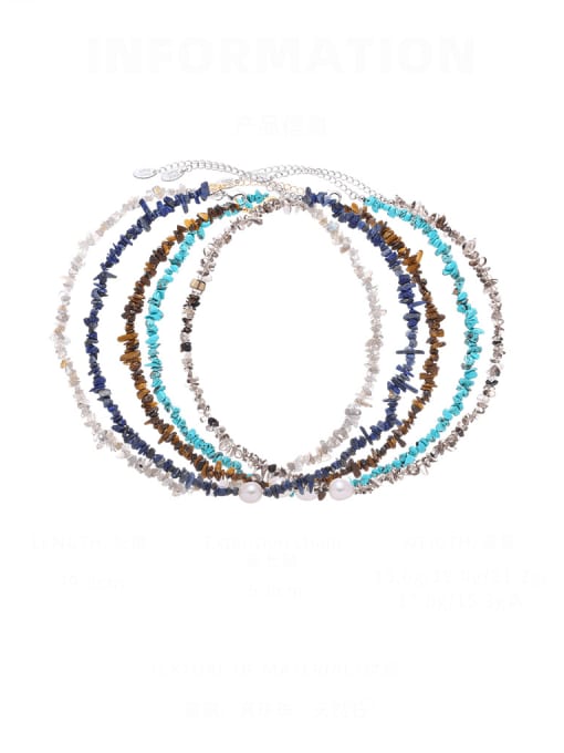 Five Color Brass Natural Stone Irregular Vintage Beaded Necklace