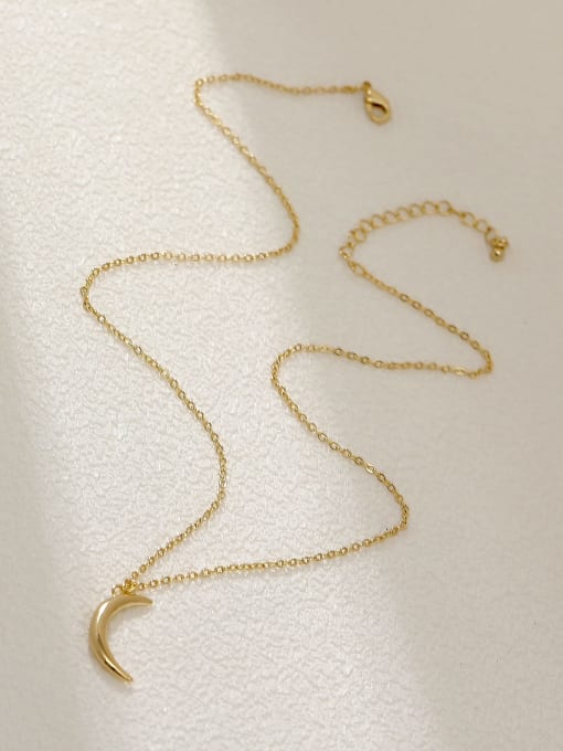 14k GOLD Brass Moon Minimalist Necklace