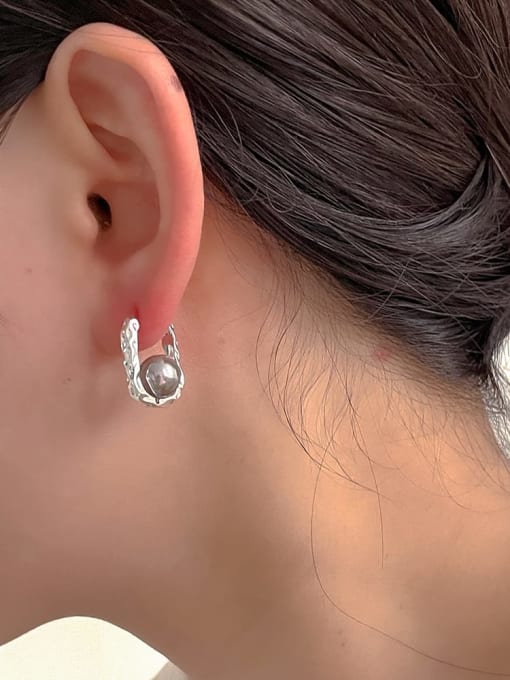 ZRUI Brass Imitation Pearl Geometric Dainty Stud Earring 1