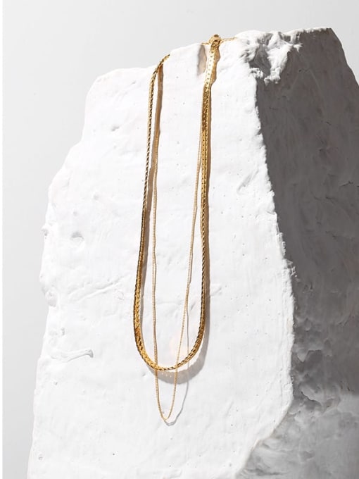 TINGS Brass Geometric chain Minimalist Multi Strand Necklace