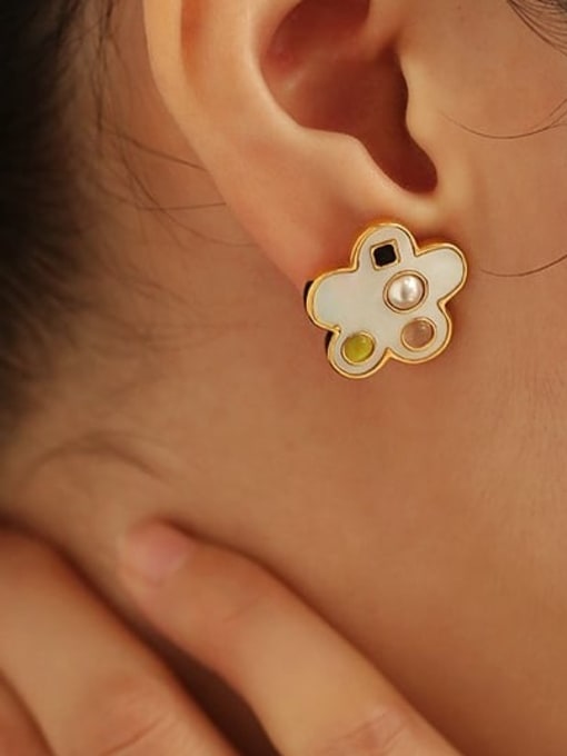 ACCA Titanium Steel Shell Flower Minimalist Stud Earring 1