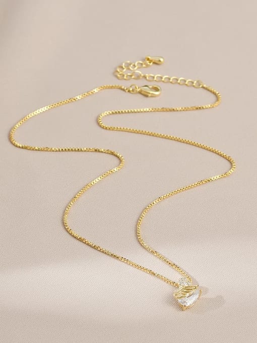 Gold XL62735 Brass Cubic Zirconia Swan Dainty Necklace