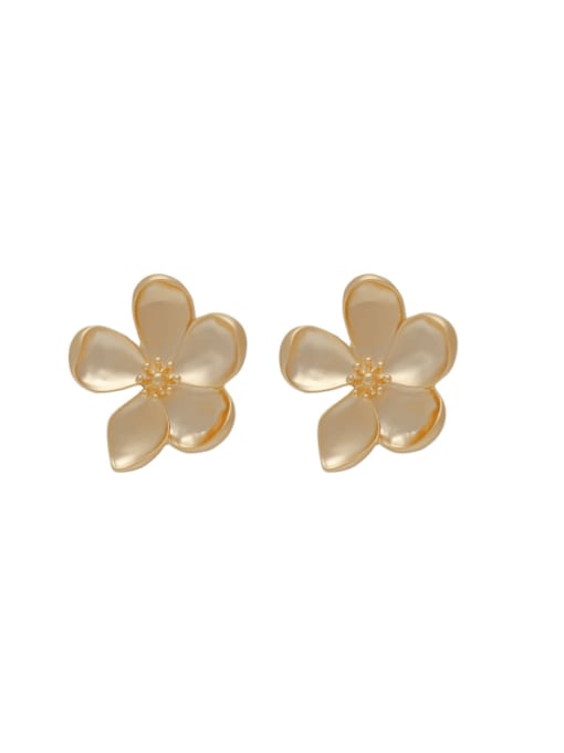 Dumb gold Brass Flower Minimalist Stud Earring