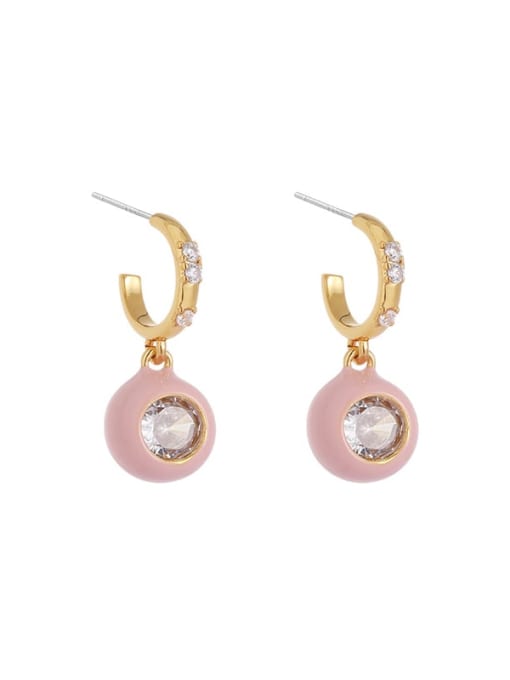 Pink earrings (sold in pairs) Brass Enamel Minimalist Heart Earring and Necklace Set