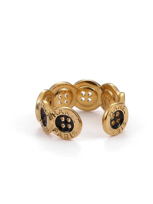 Five Color Brass Enamel Geometric Hip Hop Button Band Ring 2