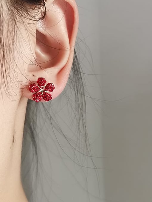 HYACINTH Copper Rhinestone Flower Cute Stud Trend Korean Fashion Earring 1