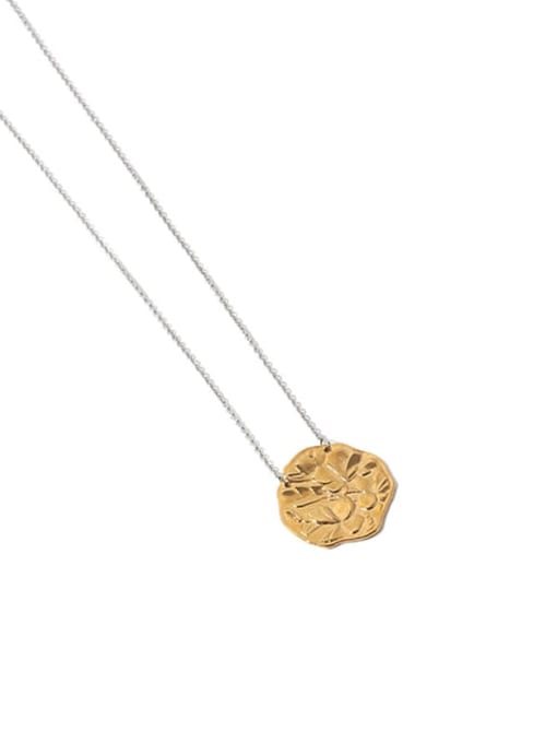 Lotus round card Brass Geometric Vintage Necklace