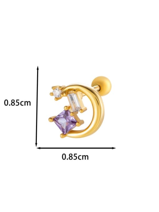 11 # Golden Brass Cubic Zirconia Planet Dainty Single Earring