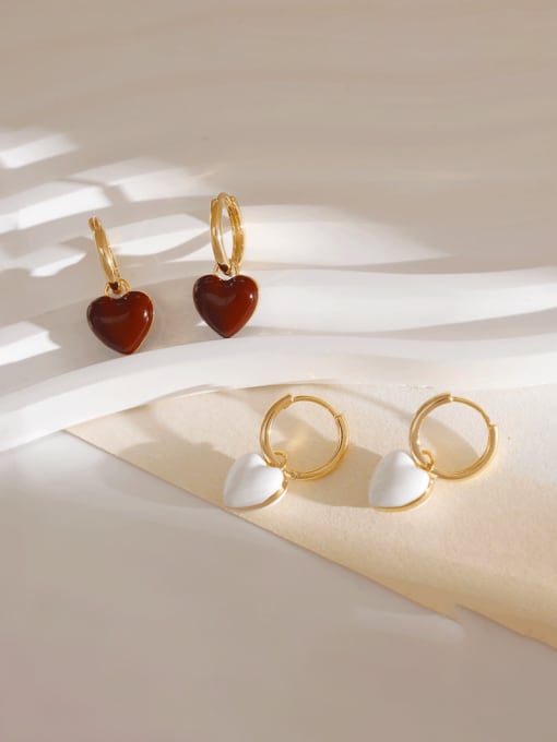 HYACINTH Brass Enamel Heart Minimalist Huggie Earring 1