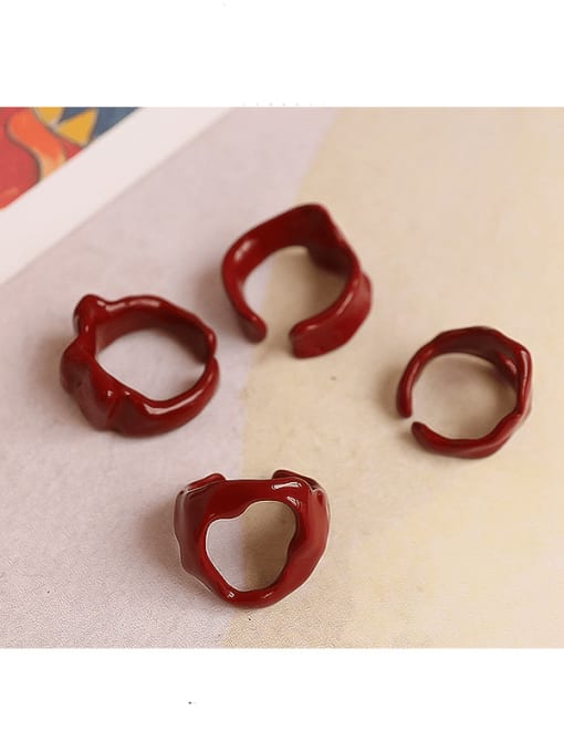 Five Color Zinc Alloy Enamel Irregular Minimalist Band Ring 2