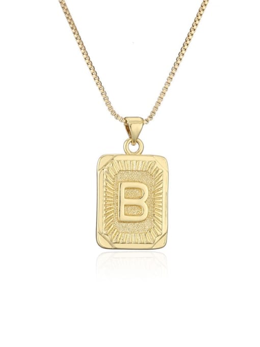 B Brass Letter Hip Hop Geometry Pendant Necklace