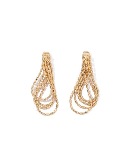 golden Brass Bead Tassel Minimalist Drop Earring
