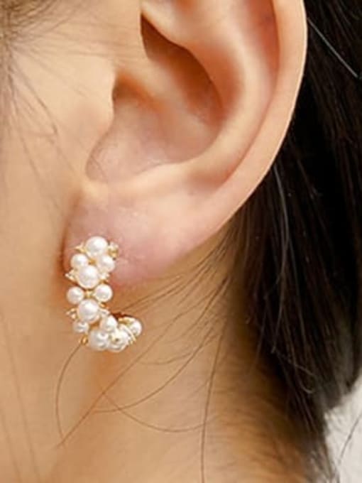 HYACINTH Brass Imitation Pearl Geometric Trend Stud Trend Korean Fashion Earring 1