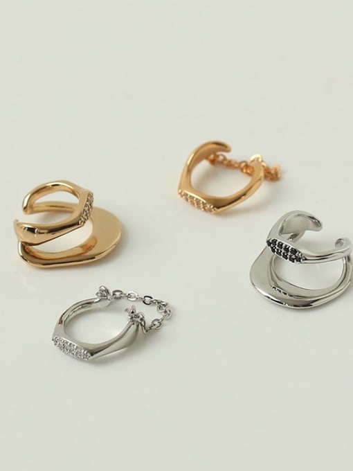 Five Color Brass Rhinestone Geometric Vintage Chain Clip Earring( single) 3