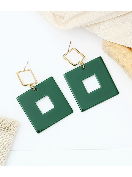 green Copper Acrylic Geometric Minimalist Drop Trend Korean Fashion Earring