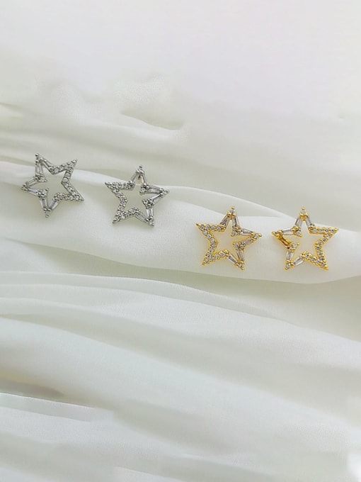 HYACINTH Copper Cubic Zirconia Star Dainty Stud Trend Korean Fashion Earring 0