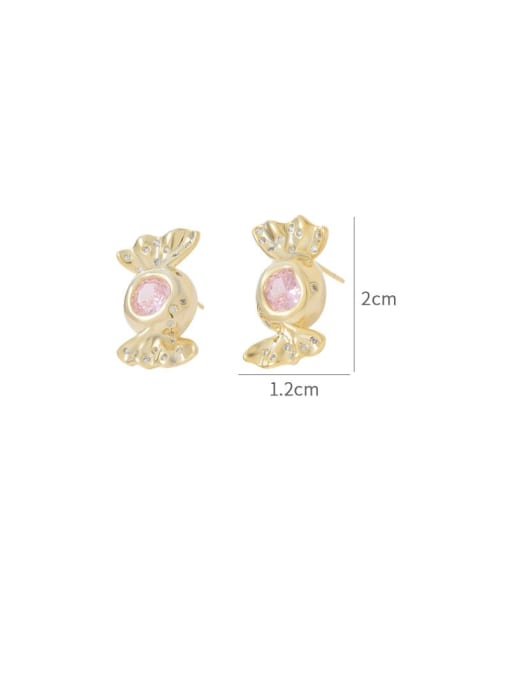 YOUH Brass Cubic Zirconia Pink Candy Dainty Stud Earring 2