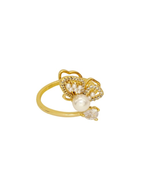 14k gold Brass Cubic Zirconia Butterfly Minimalist Band Ring