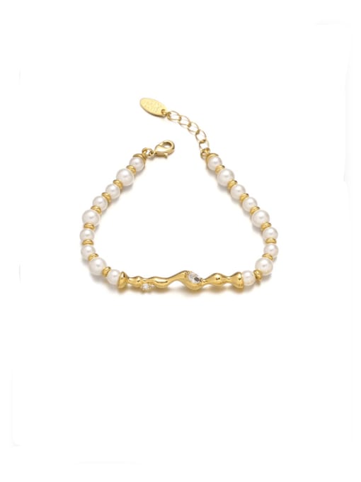 Bracelet Brass Freshwater Pearl Irregular Minimalist Necklace