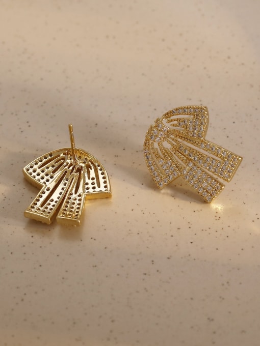 HYACINTH Brass Cubic Zirconia Bowknot Luxury Cluster Earring 2