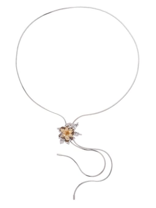 Necklace (piece) Brass Flower Hip Hop Tassel Necklace