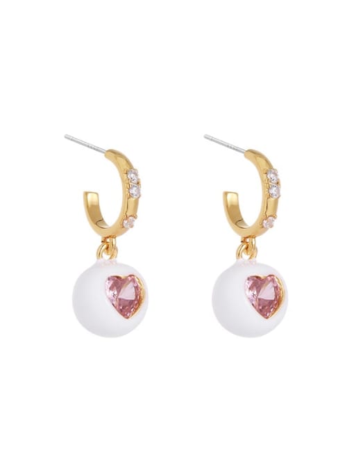 White powder zirconium earrings (sold ) Brass Enamel Minimalist Heart Earring and Necklace Set