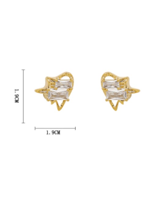 HYACINTH Brass Cubic Zirconia Triangle Minimalist Stud Earring 2