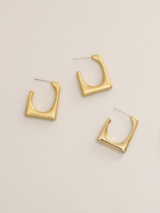 HYACINTH Brass  Smooth Geometric Minimalist Stud Trend Korean Fashion Earring 0